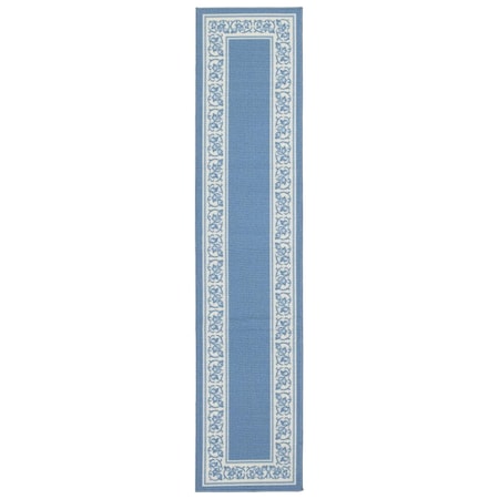 Madison 20 x 90 in. Floral Border Extra Long Rectangle Runner Rug Blue FLO-20X90-BL